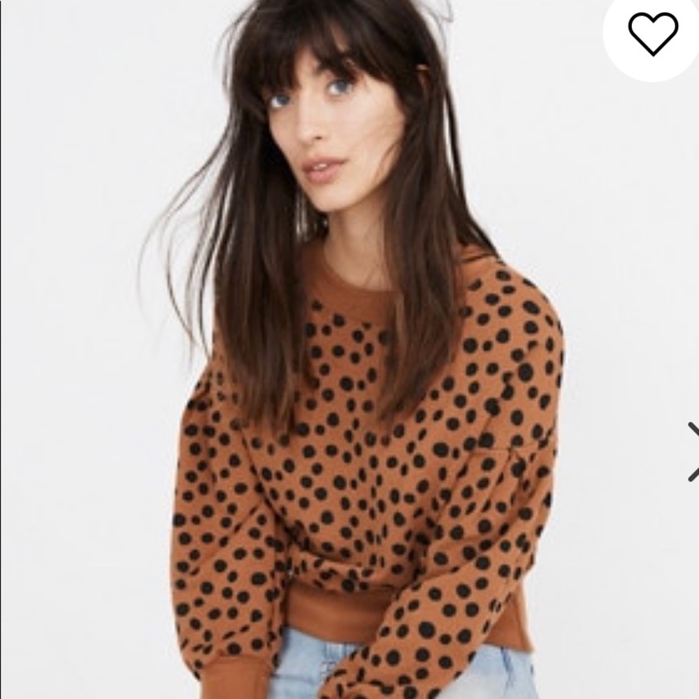 Madewell pleat sleeve sweatshirt in leopard dot